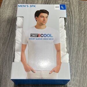 32 Degrees Men's White Crew Neck Undershirts 3-Pack